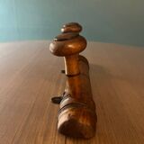 Old wooden coat rack with 2 hooks