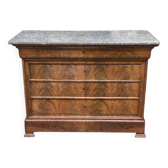 Veneered chest of drawers with marble top