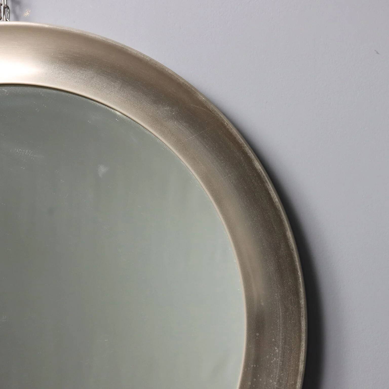 Vintage round mirror, iron and glass frame, Italy, 1960s