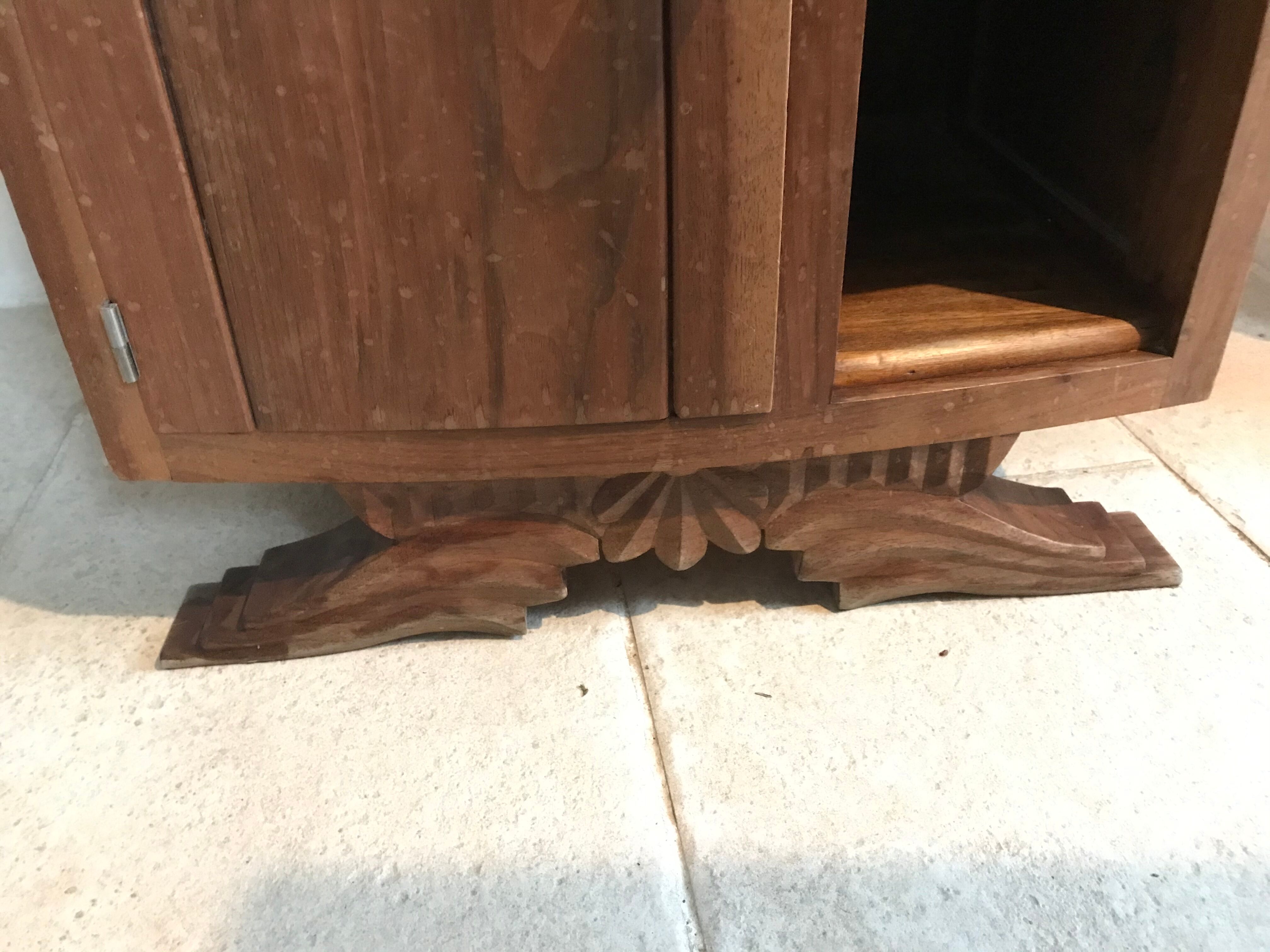 Art Deco wood and marble bedside