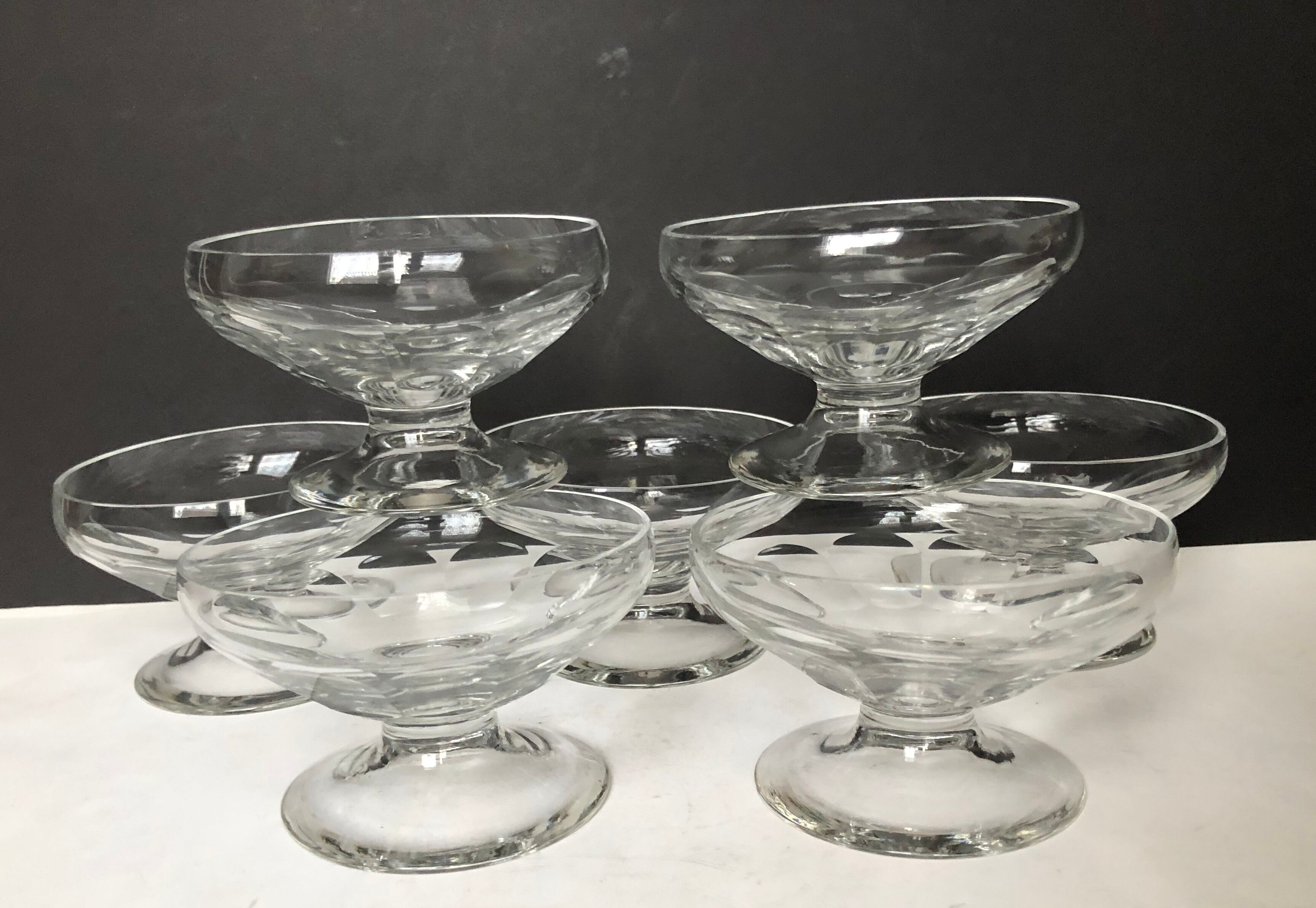 Set of six crystal champagne glasses