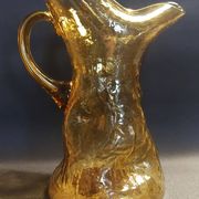 Vintage textured yellow glass carafe pitcher
