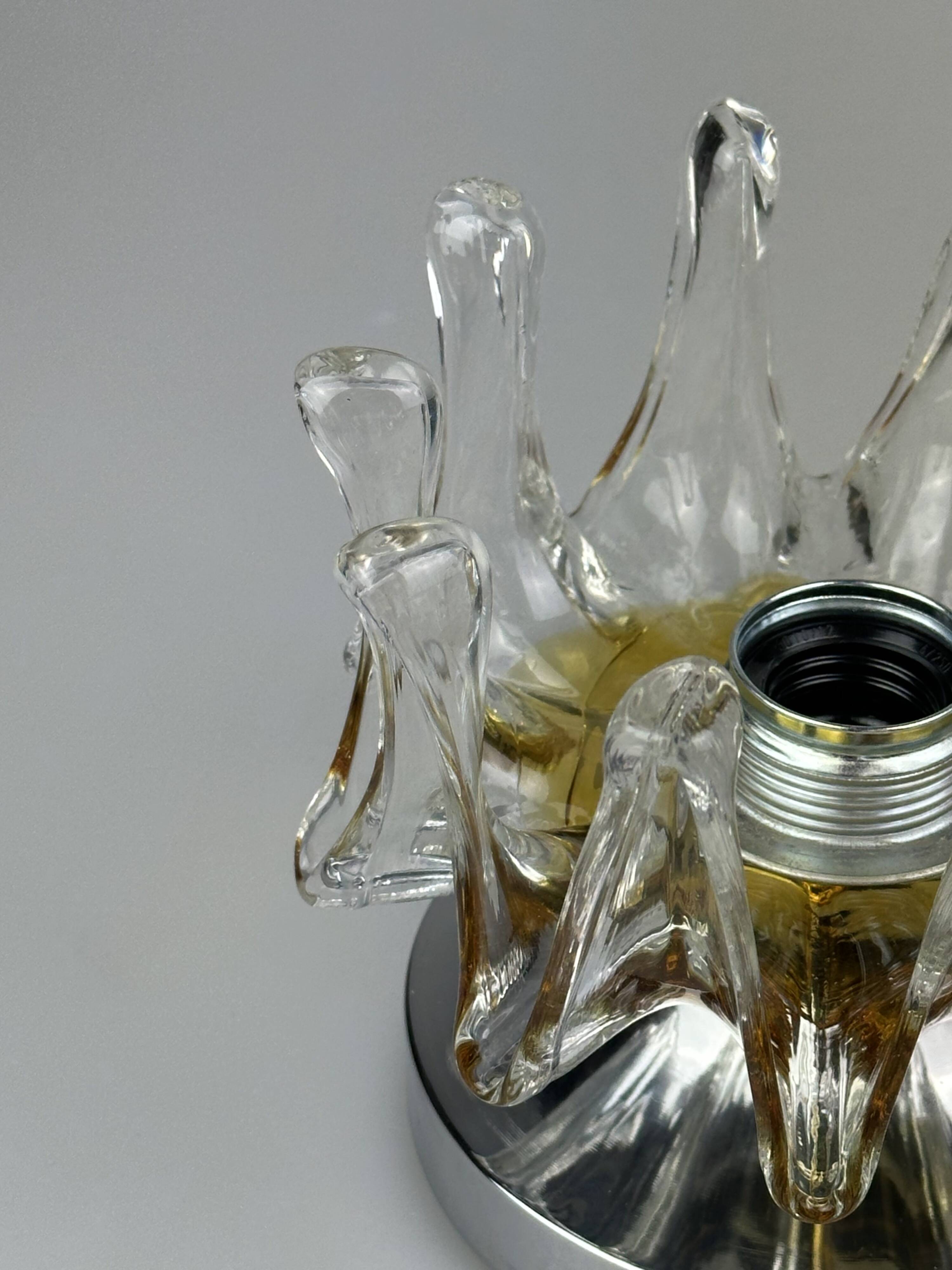 60s 70s wall lamp Wall Sconce made of metal & Murano glass Space Age design