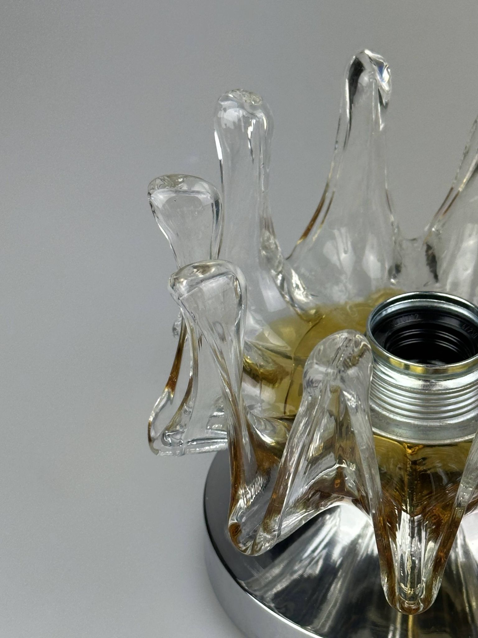 60s 70s wall lamp Wall Sconce made of metal & Murano glass Space Age design