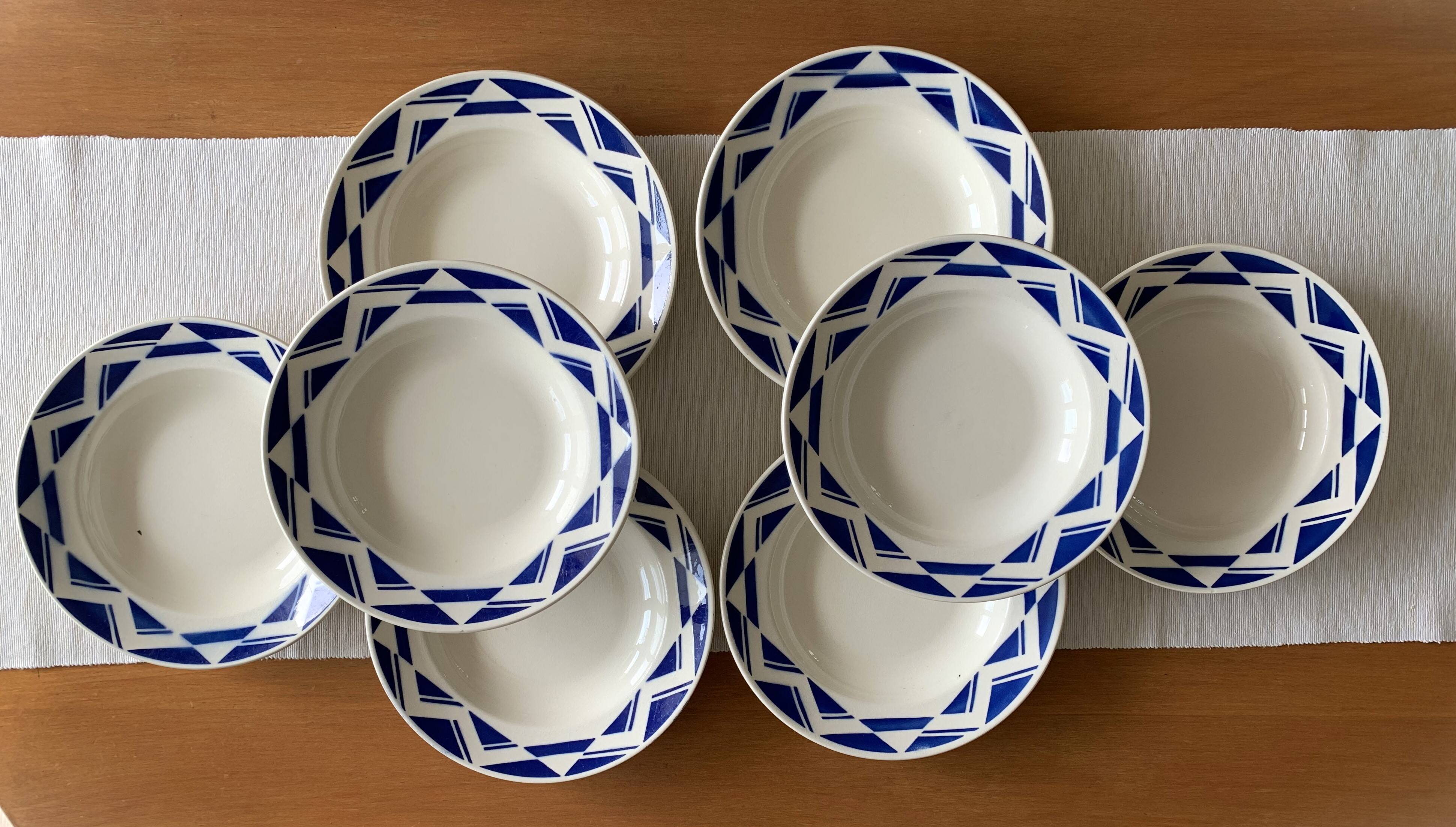 8 old earthenware plates from badonviller