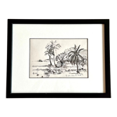 Ink drawing, The leeward coast, Jeannine Hervé