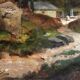 Wonderful 19th Century Mountain Landscape W/ Houses & Figures