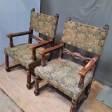 Pair of Louis XIII style armchairs