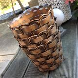 Suite of three cache pots imitation wicker braided by Emsa / vintage 60s-70s