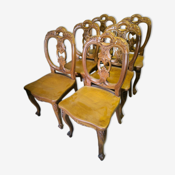Series of 6 solid teak chairs circa 1980