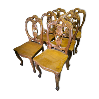 Series of 6 solid teak chairs circa 1980