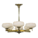 Chandelier en laiton Art Déco avec verre opalin, Tchécoslovaquie, années 1930
