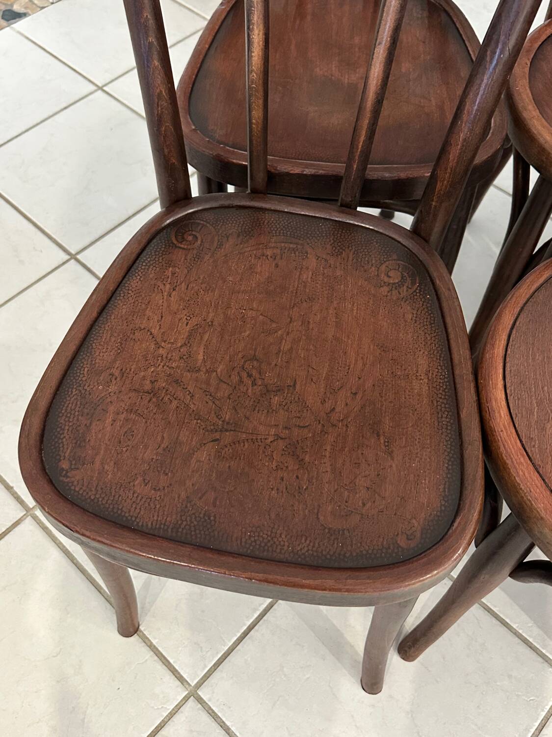 Set of 12 mismatched bistro chairs Thonet, Baumann, Fischel 1930