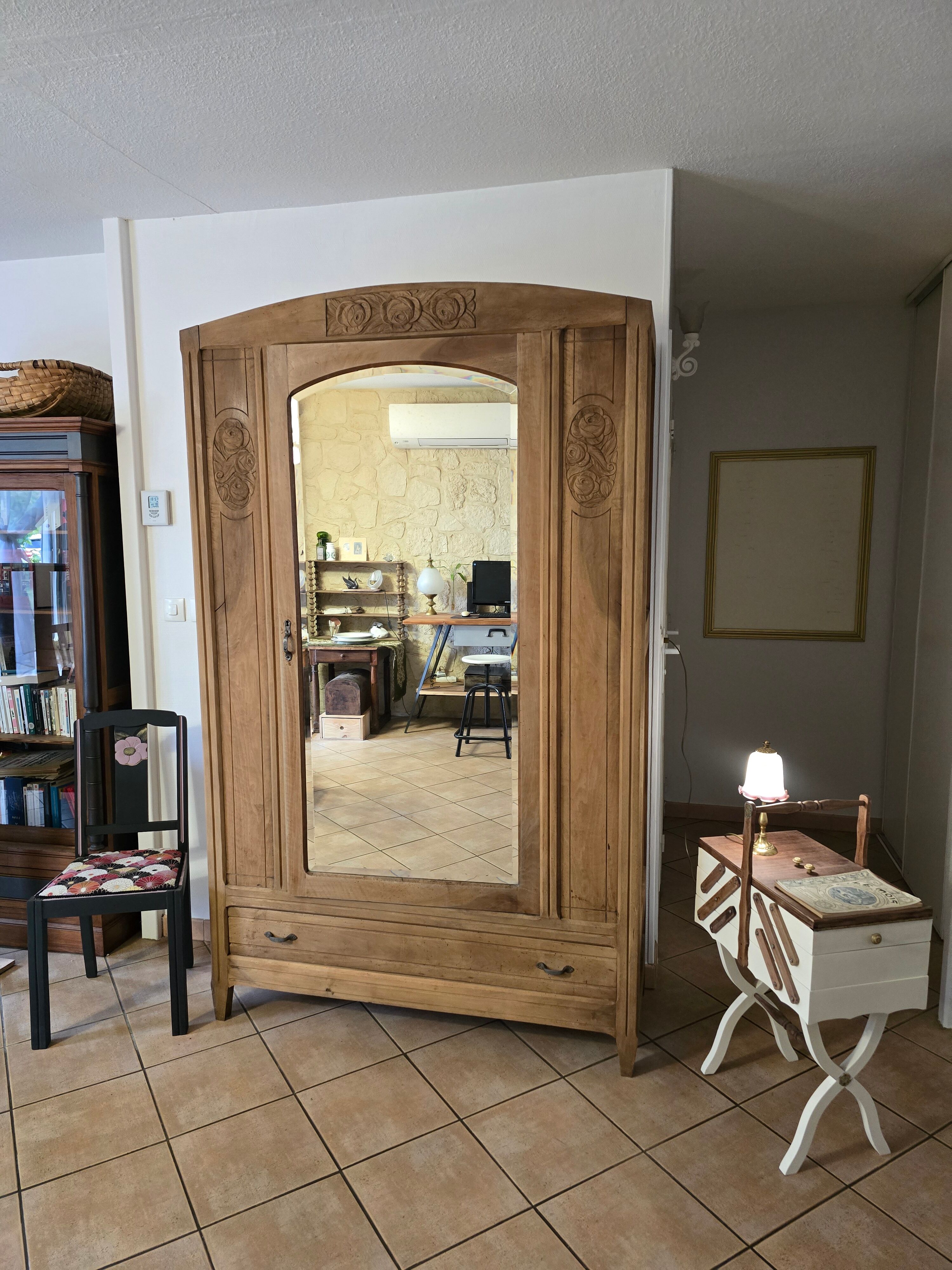 Wardrobe with a fully renovated door - hanging space, shelves and drawers.