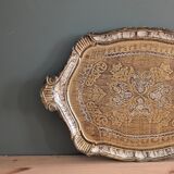 Plateau florentin doré et blanc – 49 x 33 cm