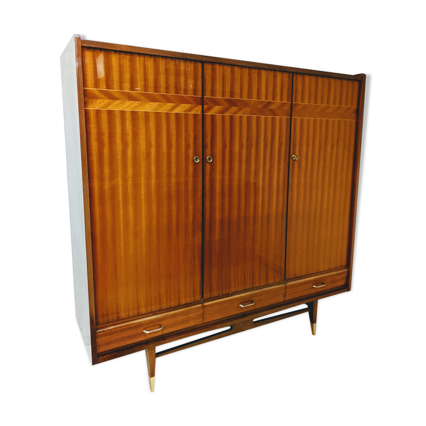 Vintage wooden wardrobe scandinavian style / compass feet spindles wardrobe