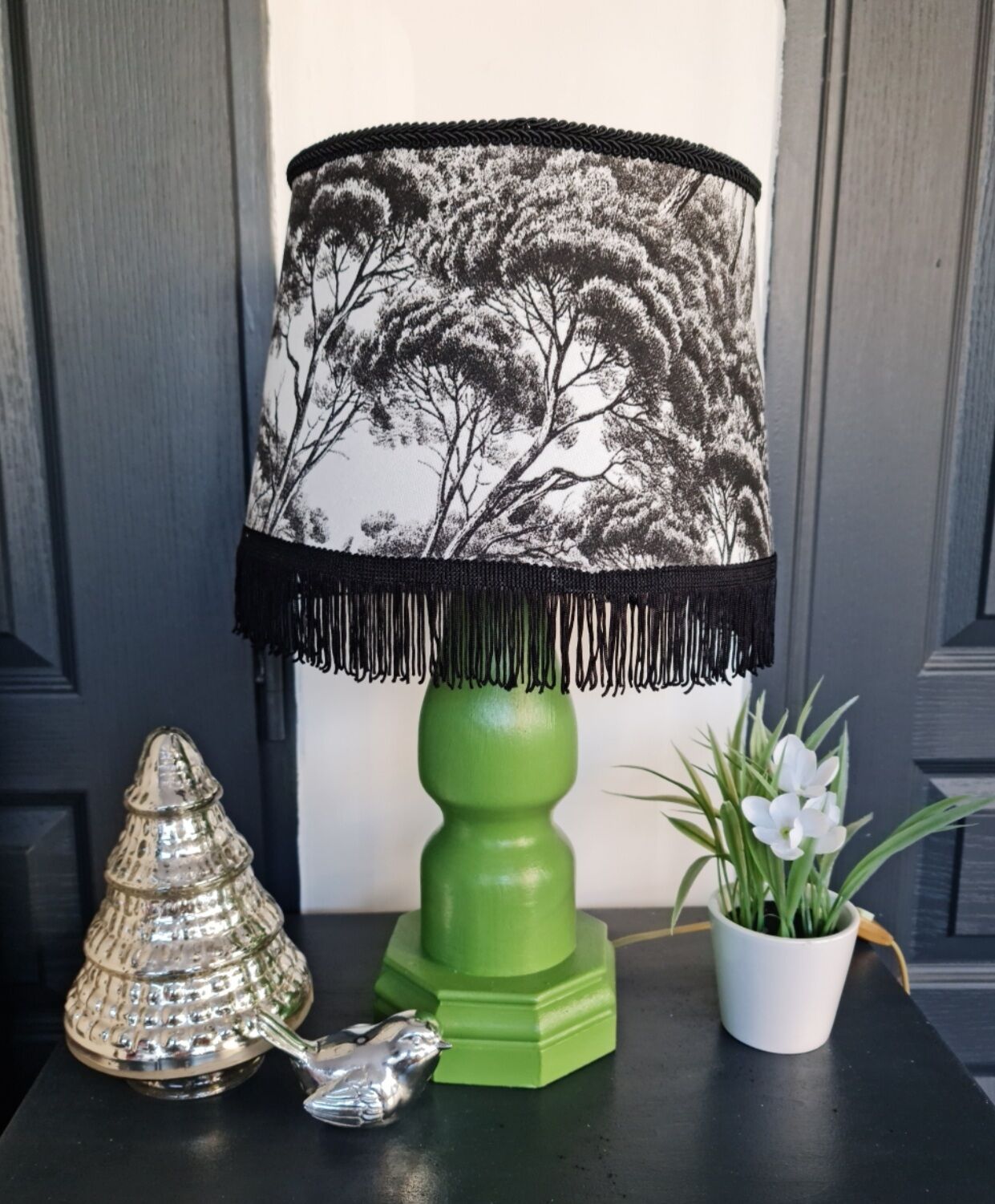Lamp foot wood cabinetmaker abbat day cypress fabrics white and black