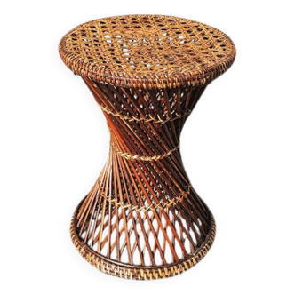 Antique Wicker & Cane Diabolo Stool