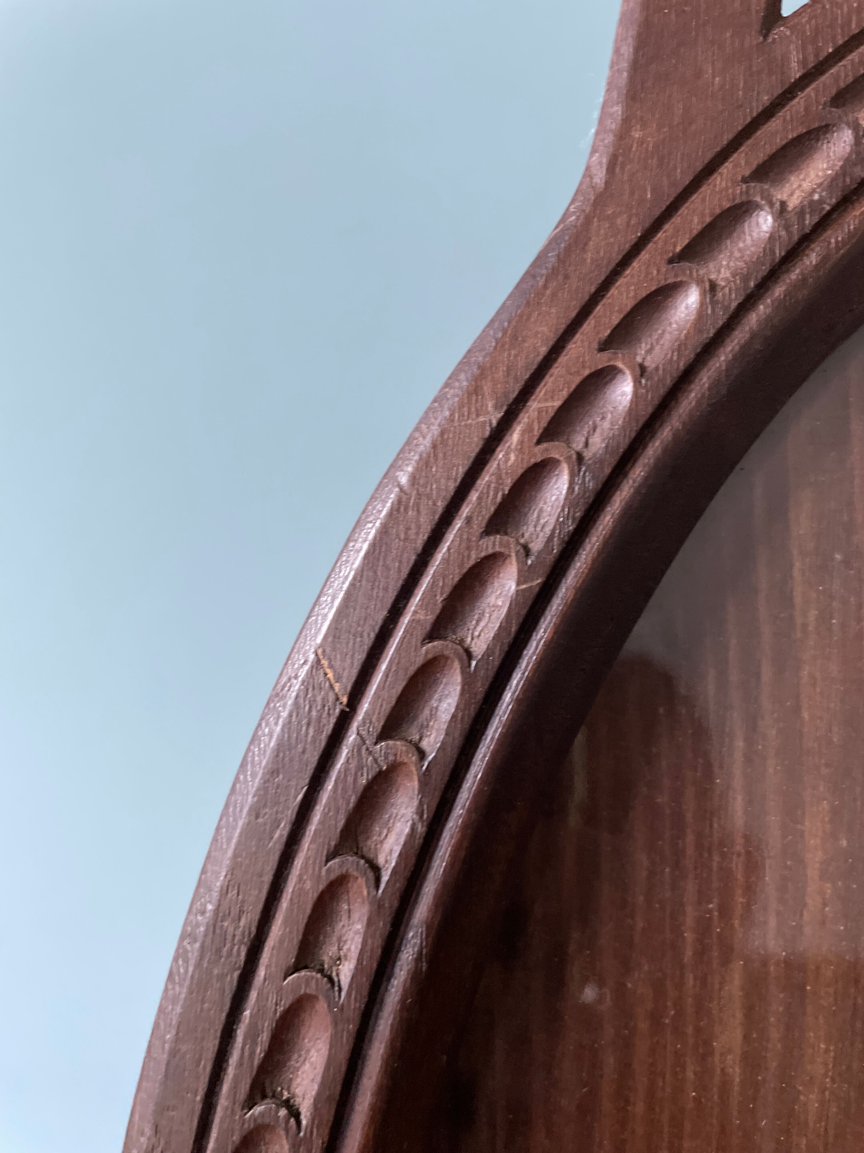 Set of two vintage carved oak service trays