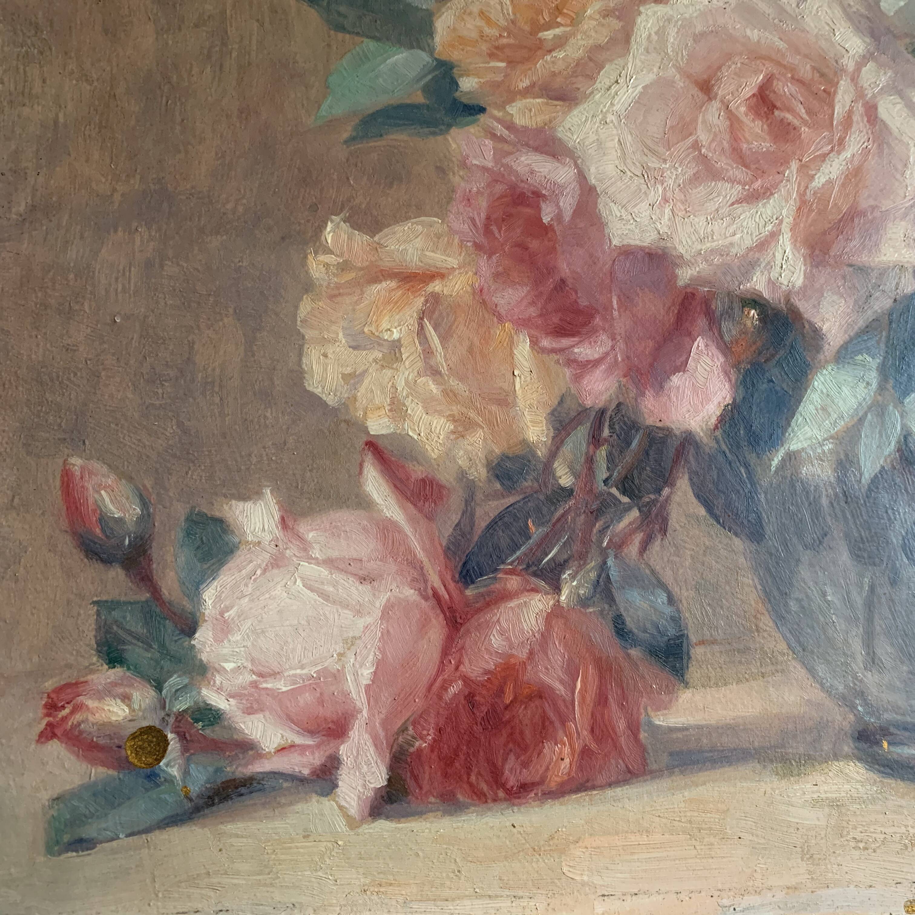 Painting bouquet of roses still life