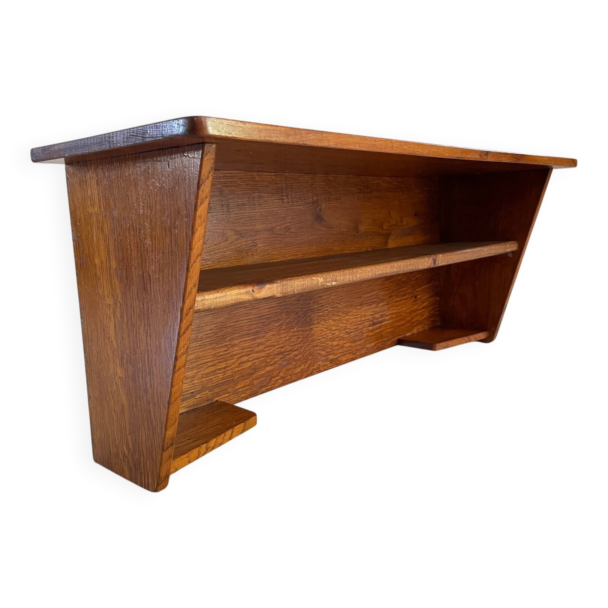 Geometric Wall Shelf Solid Oak Vintage
