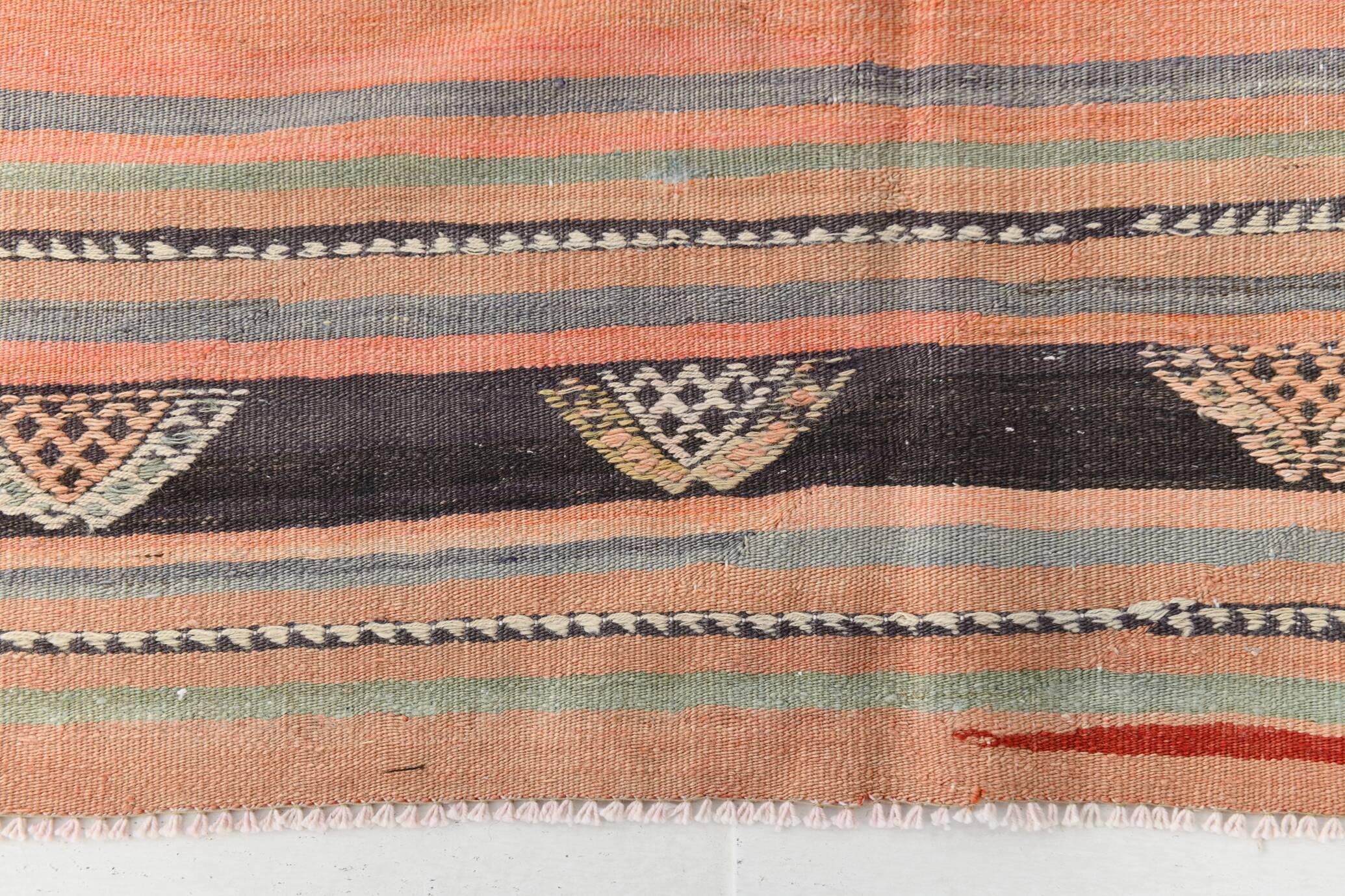 5x9 Rug For Living Room Salmon Green Kilim Rug, 145x288Cm