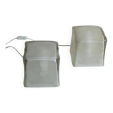 Cubic frosted glass table lamps, late 1970s, set of 2.