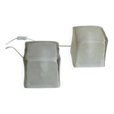 Cubic frosted glass table lamps, late 1970s, set of 2.