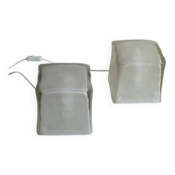 Cubic frosted glass table lamps, late 1970s, set of 2.