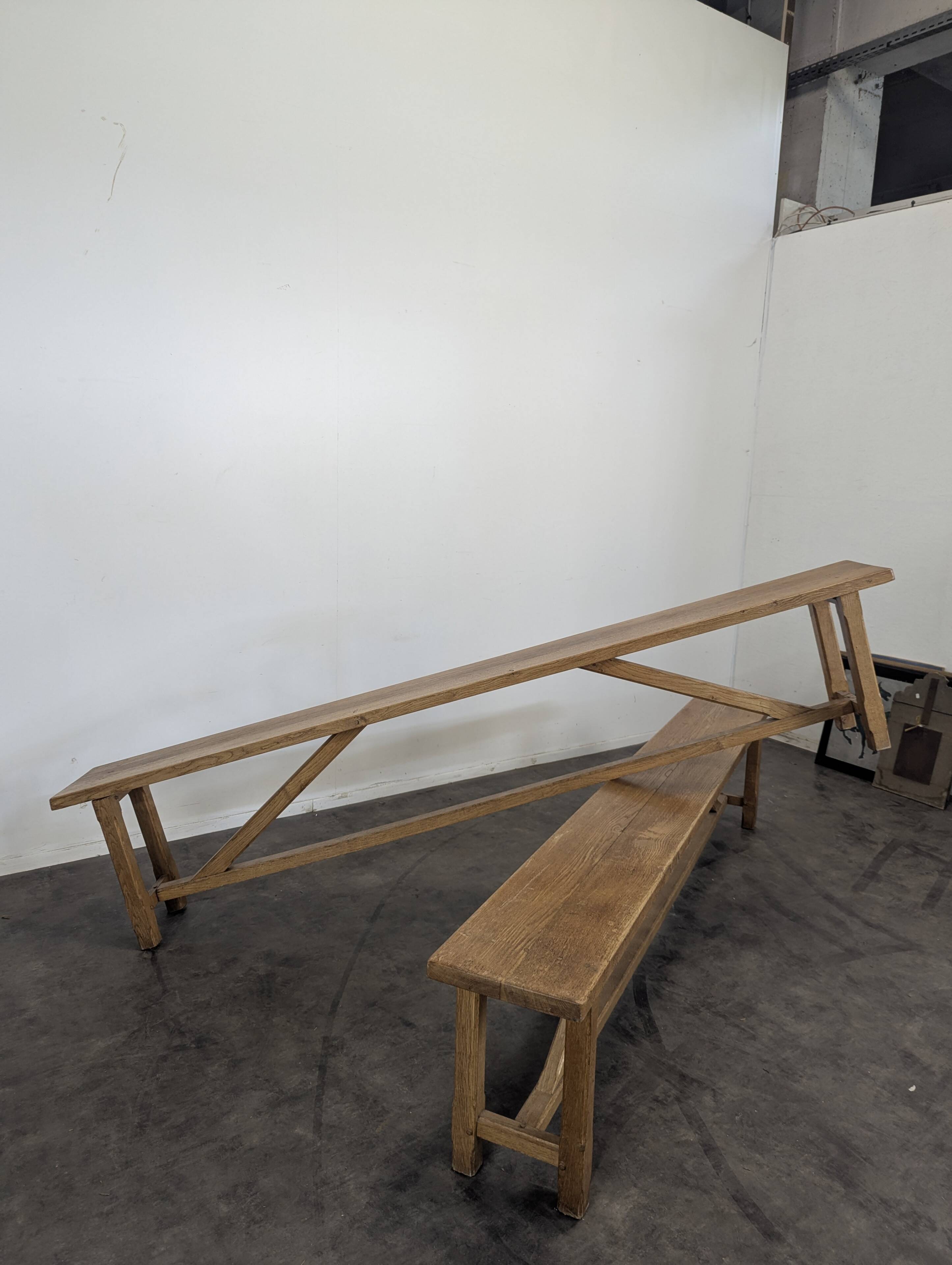 Pair of solid oak benches