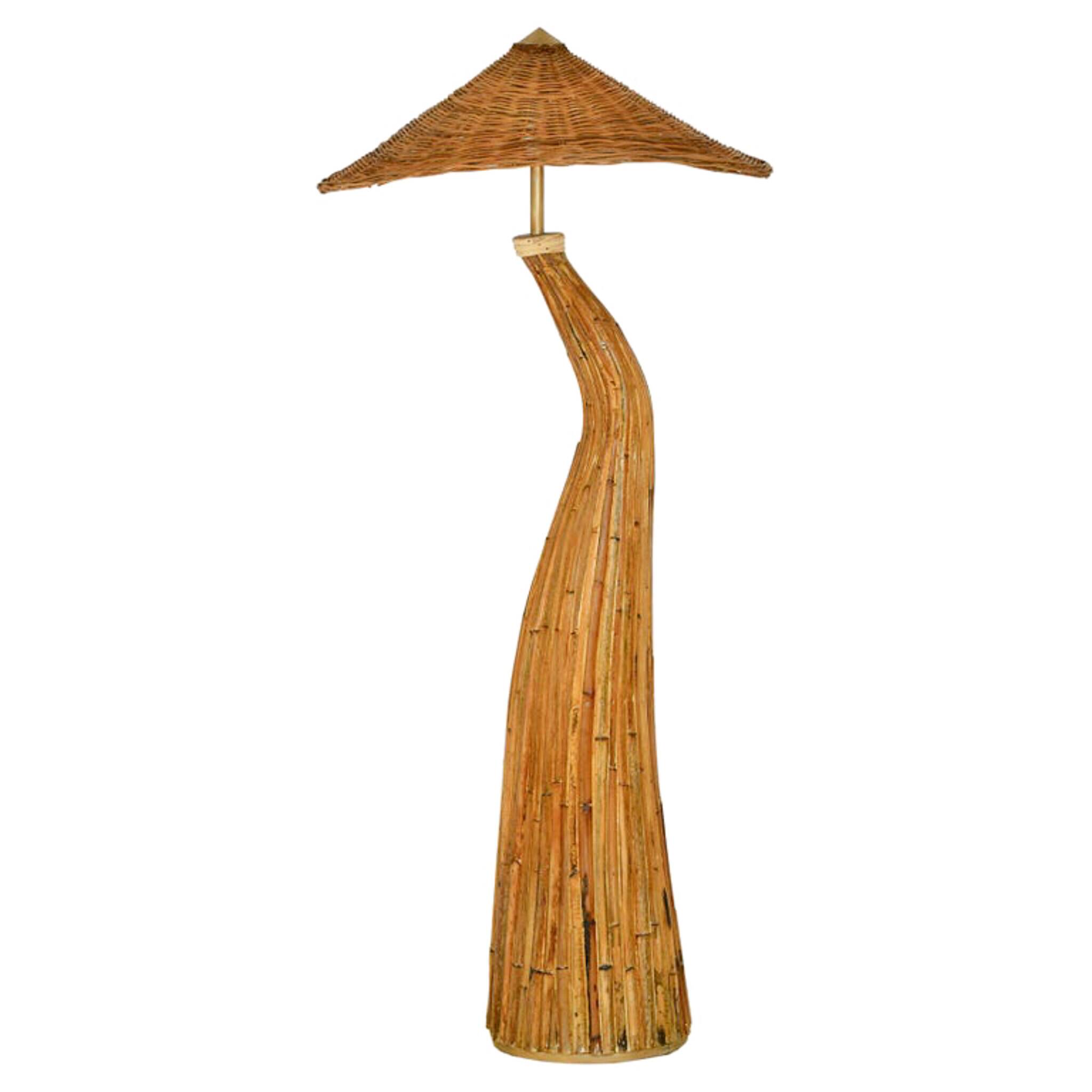 Lampadaire sculptural en rotin « Champignon »