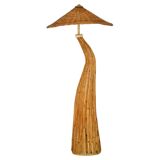 Lampadaire sculptural en rotin « Champignon »