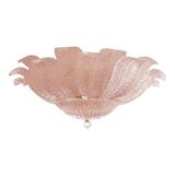Contemporary Venetian Pink Graniglia "Leafs" Glass Flush Mount
