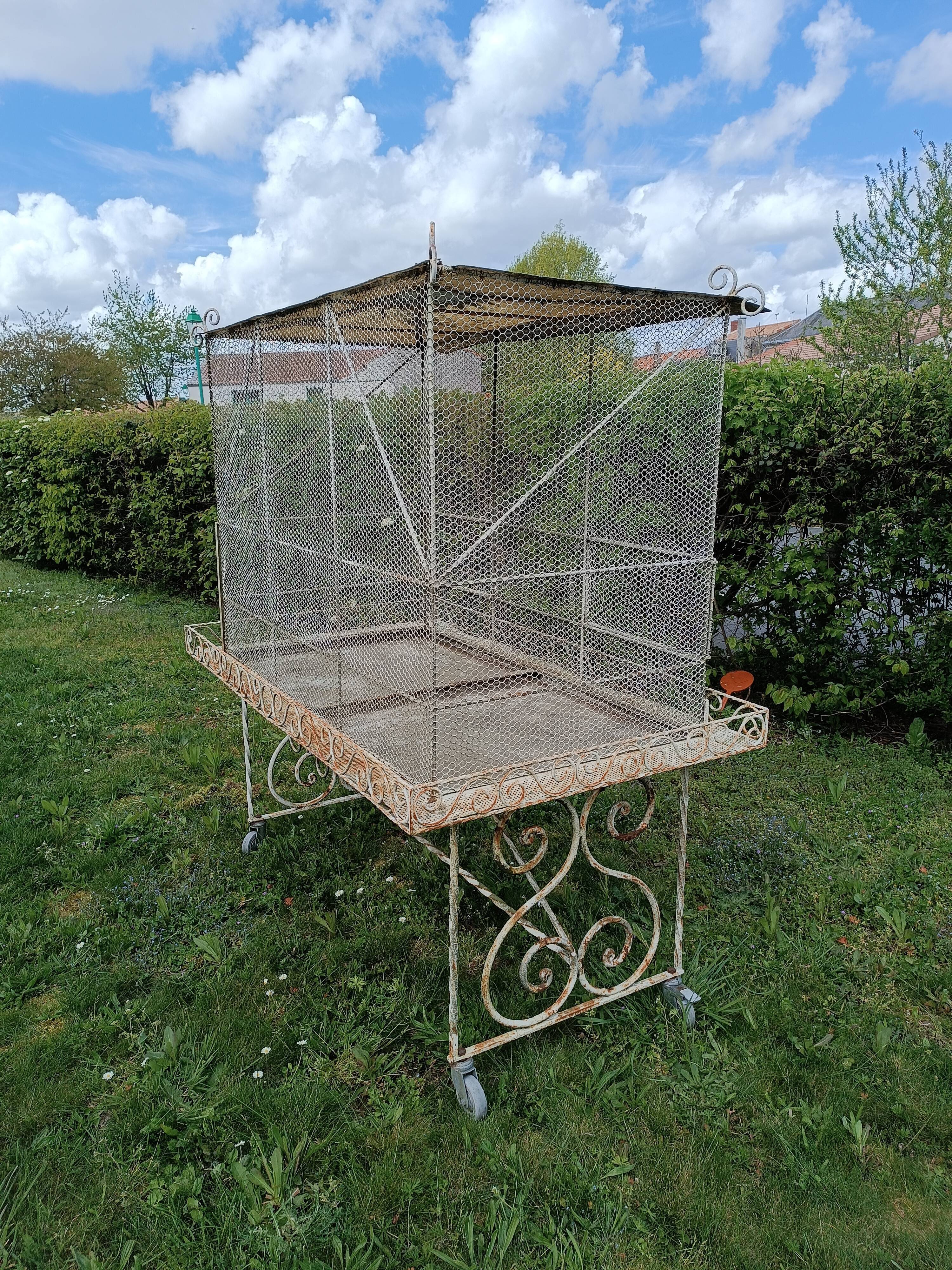 Volière cage à oiseaux fer forgé 20 ème