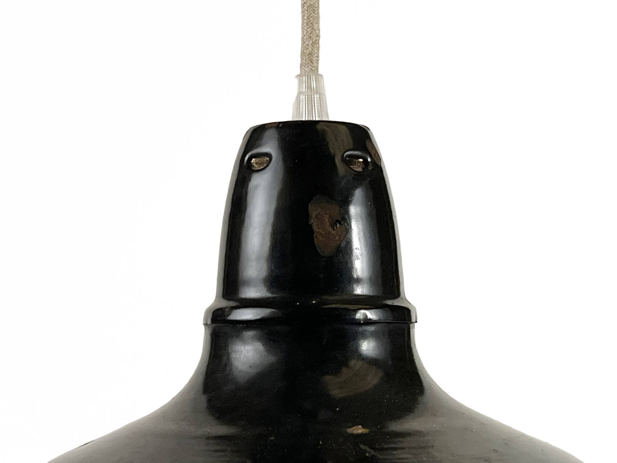Enameled industrial pendant light. France 1950s