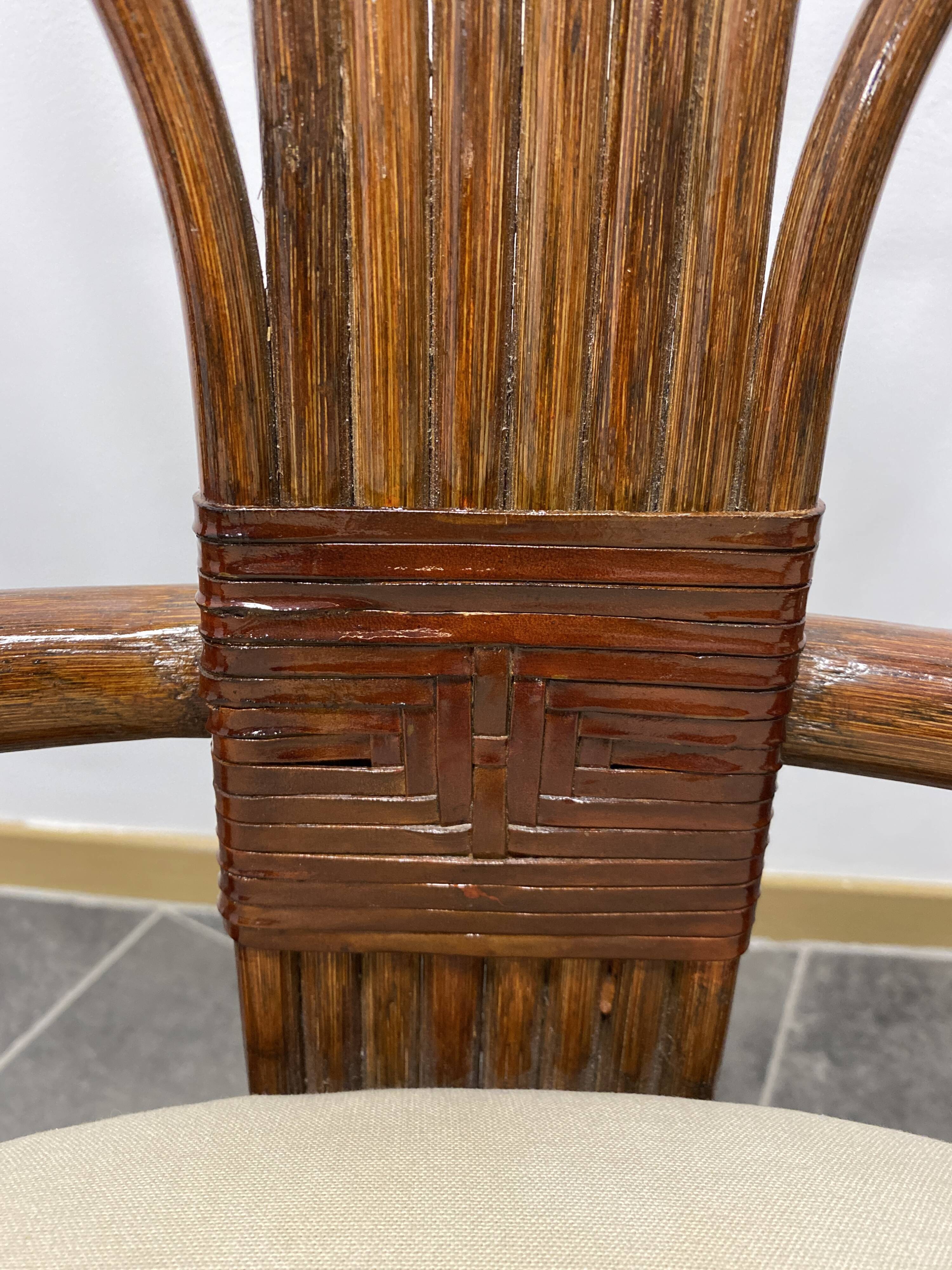 4 vintage woven rattan chairs