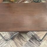 Art Deco pedestal table wood and chrome