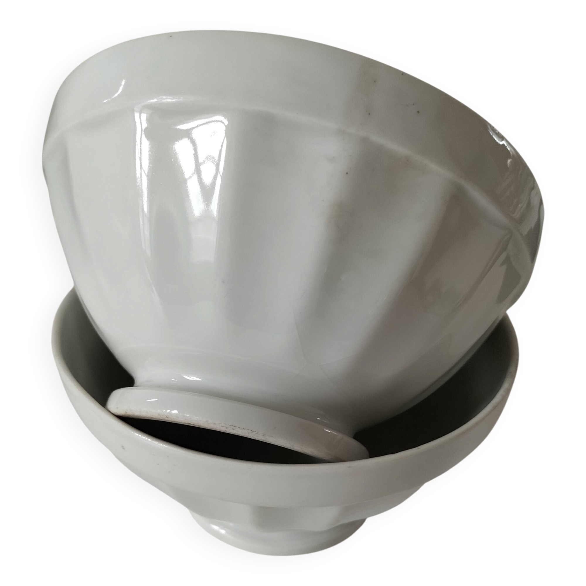 vintage faceted farmhouse duo of bowls