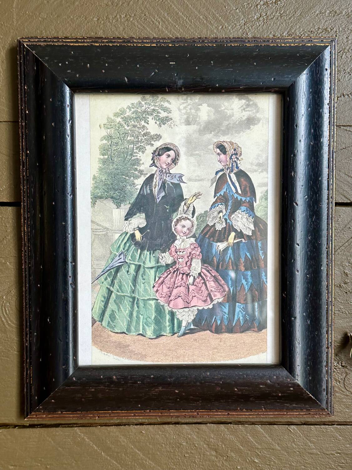 Old illustration in old black and gold frame