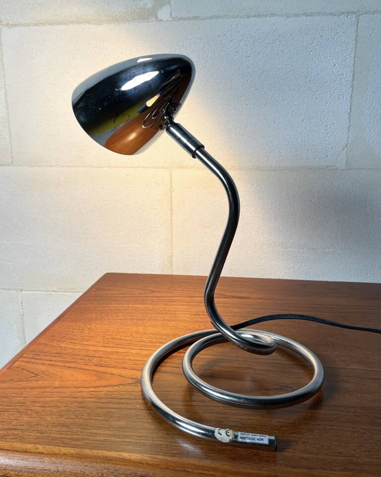 Space-Age chrome spiral desk lamp ⎜ 1980s