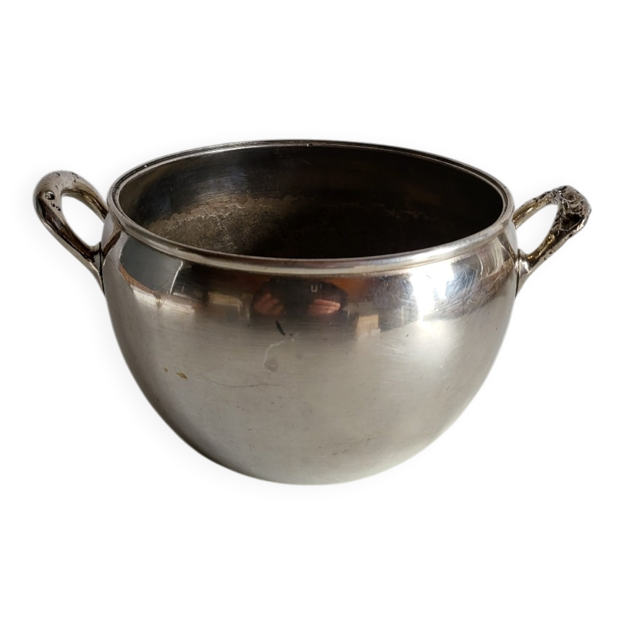 Silver-plated metal planter pot