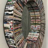 Vintage round mirror made of paper rolls
