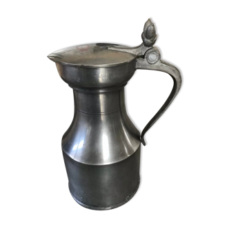 Antique pitcher with shoulder in fine punched tin finish pcorn