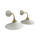 Set of two electrified white opaline wall lamps to nine