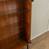 Walnut veneer display cabinet, 1960s
