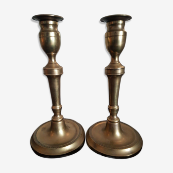 Pair of bronze church candlesticks