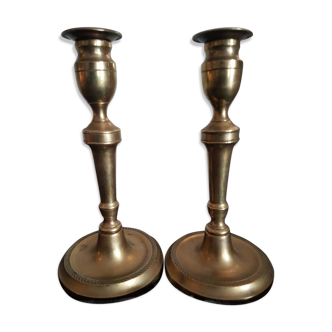 Pair of bronze church candlesticks