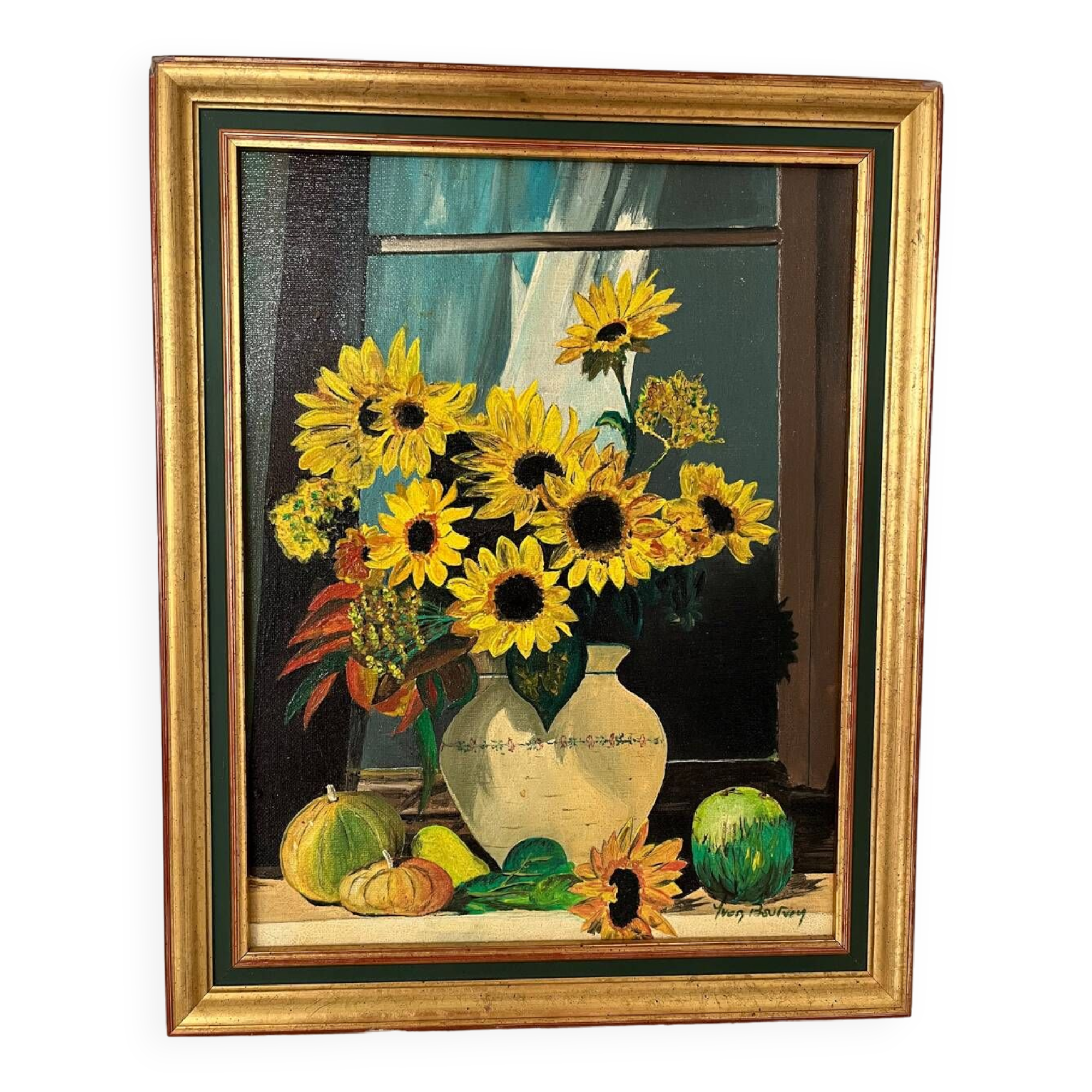Oil on canvas sunflowers