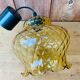 Vintage striated amber glass pendant lamp