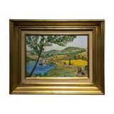 Ancient Tuscan landscape painting dated 1989